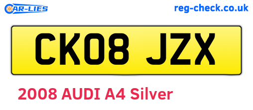 CK08JZX are the vehicle registration plates.