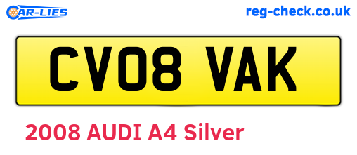 CV08VAK are the vehicle registration plates.
