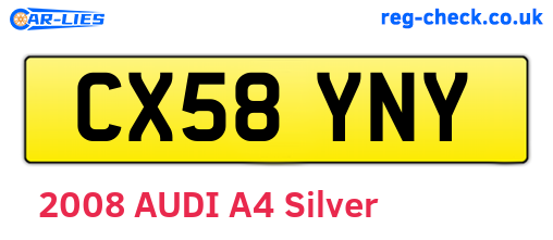 CX58YNY are the vehicle registration plates.