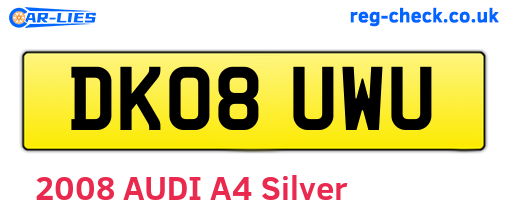 DK08UWU are the vehicle registration plates.