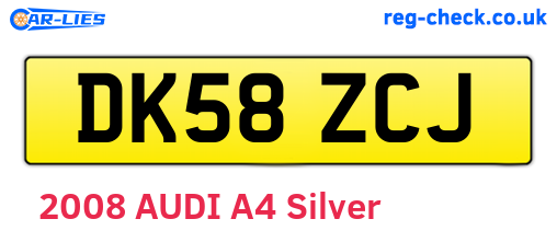 DK58ZCJ are the vehicle registration plates.
