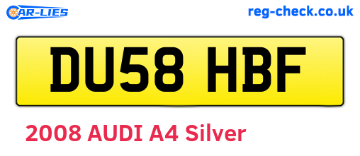 DU58HBF are the vehicle registration plates.