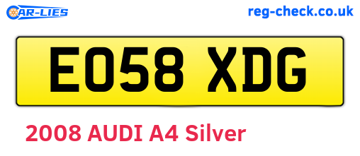 EO58XDG are the vehicle registration plates.
