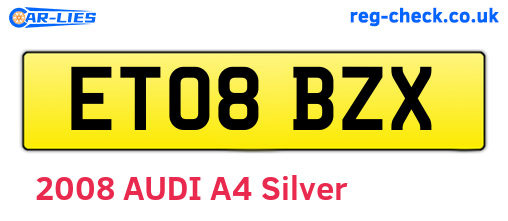 ET08BZX are the vehicle registration plates.