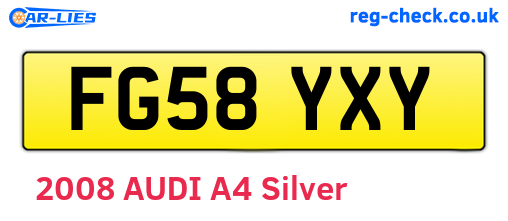 FG58YXY are the vehicle registration plates.