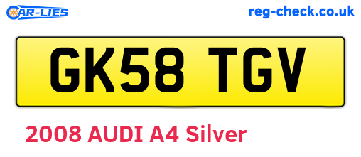 GK58TGV are the vehicle registration plates.