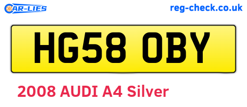 HG58OBY are the vehicle registration plates.
