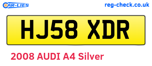 HJ58XDR are the vehicle registration plates.