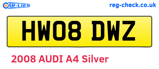 HW08DWZ are the vehicle registration plates.