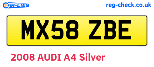 MX58ZBE are the vehicle registration plates.