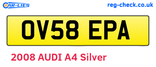 OV58EPA are the vehicle registration plates.