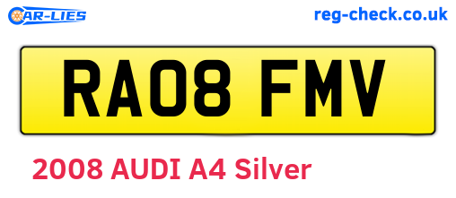 RA08FMV are the vehicle registration plates.