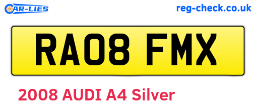 RA08FMX are the vehicle registration plates.