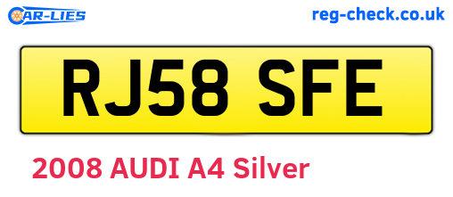 RJ58SFE are the vehicle registration plates.