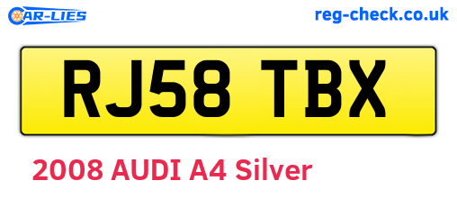 RJ58TBX are the vehicle registration plates.