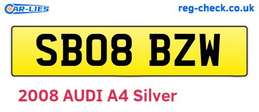 SB08BZW are the vehicle registration plates.