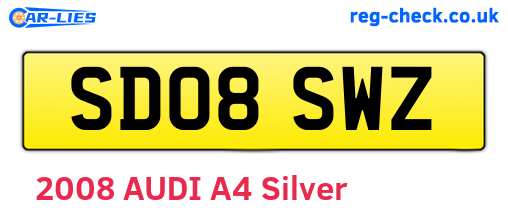 SD08SWZ are the vehicle registration plates.
