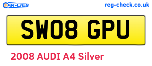 SW08GPU are the vehicle registration plates.