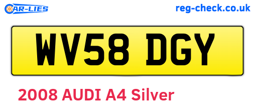 WV58DGY are the vehicle registration plates.
