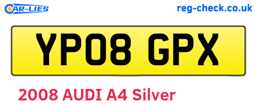 YP08GPX are the vehicle registration plates.