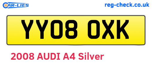 YY08OXK are the vehicle registration plates.