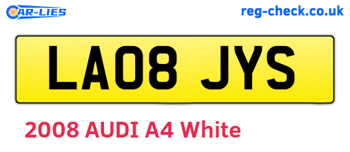 LA08JYS are the vehicle registration plates.