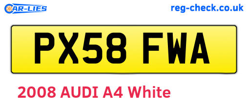 PX58FWA are the vehicle registration plates.