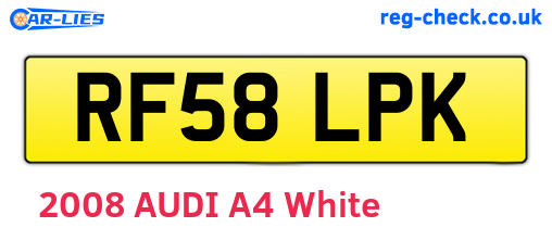 RF58LPK are the vehicle registration plates.