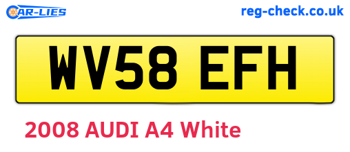 WV58EFH are the vehicle registration plates.