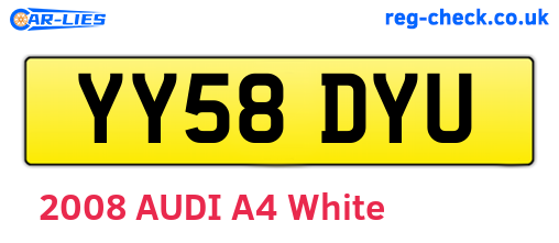 YY58DYU are the vehicle registration plates.