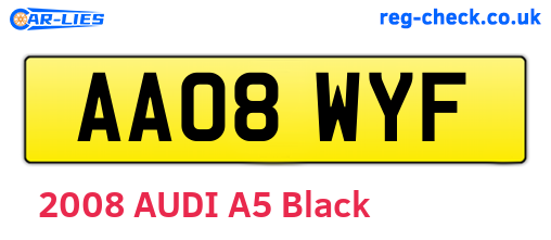 AA08WYF are the vehicle registration plates.