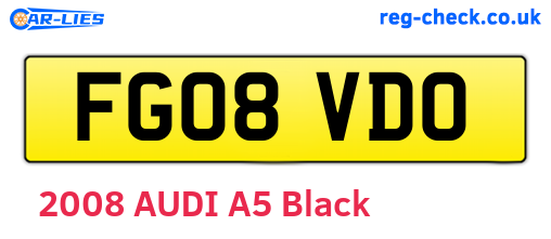 FG08VDO are the vehicle registration plates.