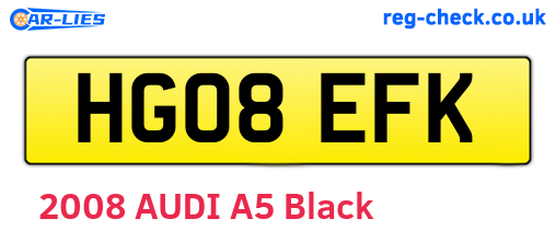 HG08EFK are the vehicle registration plates.