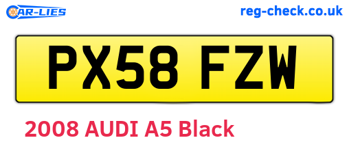 PX58FZW are the vehicle registration plates.