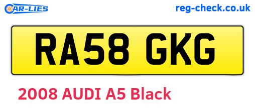 RA58GKG are the vehicle registration plates.