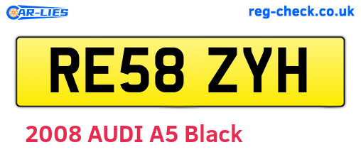 RE58ZYH are the vehicle registration plates.