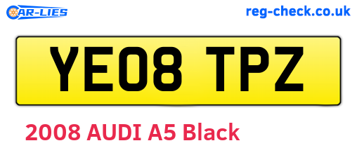 YE08TPZ are the vehicle registration plates.