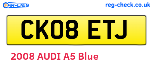 CK08ETJ are the vehicle registration plates.