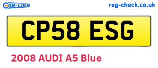 CP58ESG are the vehicle registration plates.