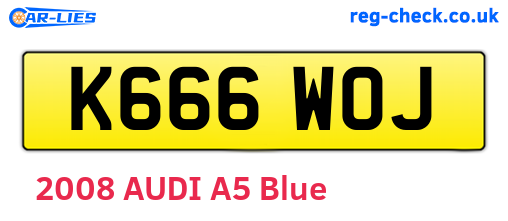 K666WOJ are the vehicle registration plates.