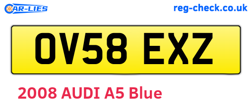 OV58EXZ are the vehicle registration plates.