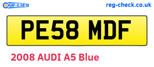 PE58MDF are the vehicle registration plates.