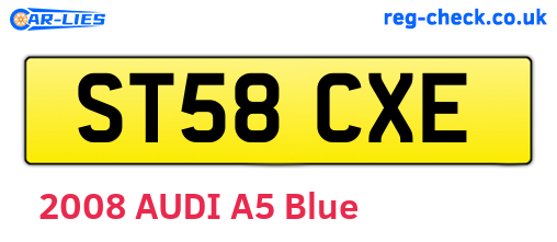 ST58CXE are the vehicle registration plates.