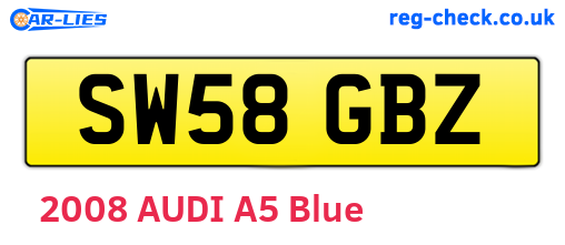 SW58GBZ are the vehicle registration plates.