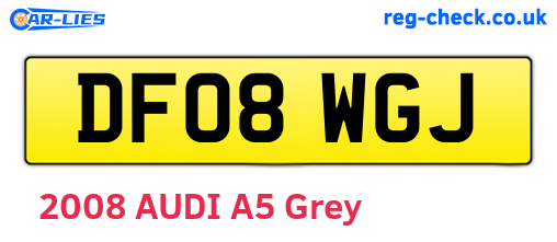 DF08WGJ are the vehicle registration plates.