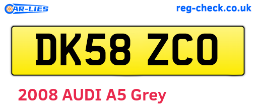 DK58ZCO are the vehicle registration plates.