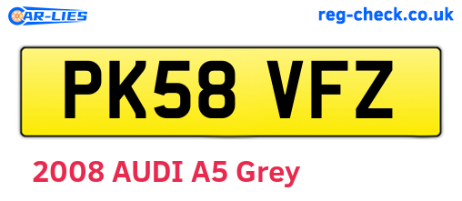 PK58VFZ are the vehicle registration plates.