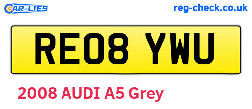 RE08YWU are the vehicle registration plates.
