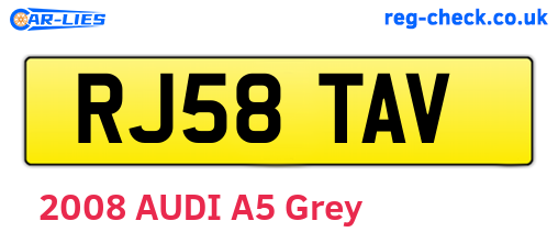 RJ58TAV are the vehicle registration plates.