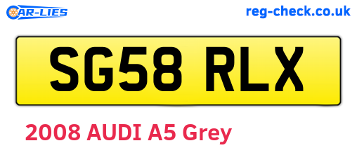 SG58RLX are the vehicle registration plates.